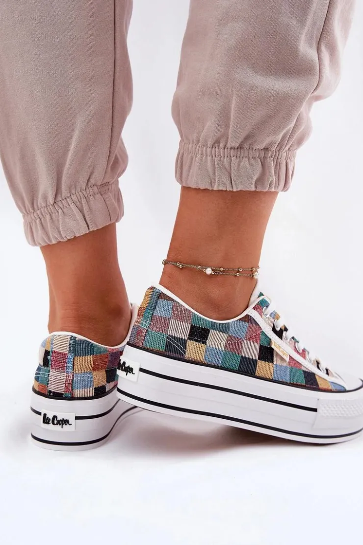 Clearance Lee Cooper Wzorzyste Trampki Damskie Na Platformie LCW-25-31-3441L Multikolor