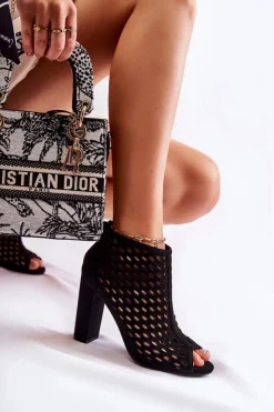 Best Boto Zamszowe Ażurowe Botki Czarne Jenissa