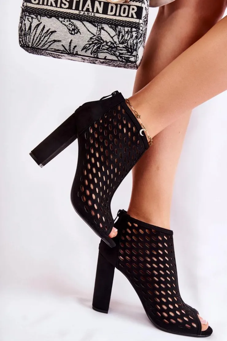 Best Boto Zamszowe Ażurowe Botki Czarne Jenissa