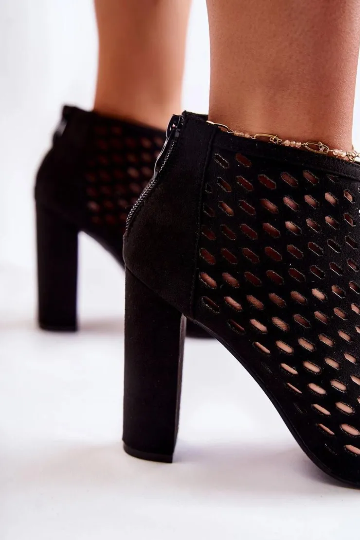 Best Boto Zamszowe Ażurowe Botki Czarne Jenissa