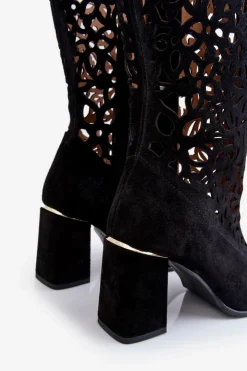 Zazoo Kozaki Wiosenne|Kozaki Ażurowe*Zamszowe Ażurowe Kozaki Lewski Shoes 3234 Czarne