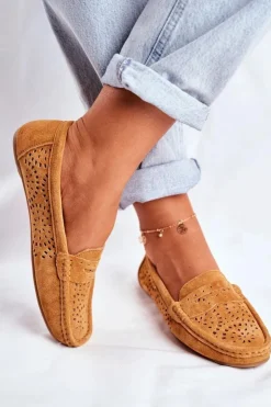 Damskie buty S.Barski Mokasyny Damskie Zamszowe*Zamszowe Ażurowe Mokasyny Damskie S.Barski Camel