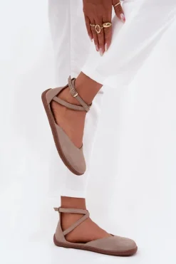 Damskie Zazoo Zamszowe Baleriny Damskie Barefoot Z Paskami 191 Szare