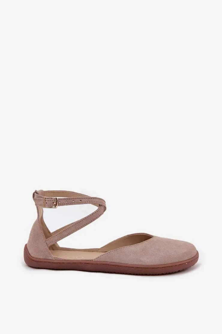 Damskie Zazoo Zamszowe Baleriny Damskie Barefoot Z Paskami 191 Szare