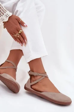 Damskie Zazoo Zamszowe Baleriny Damskie Barefoot Z Paskami 191 Szare