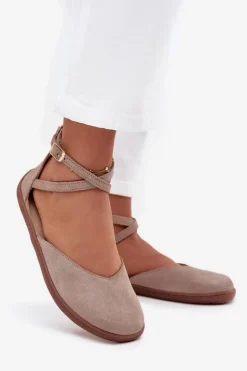 Damskie Zazoo Zamszowe Baleriny Damskie Barefoot Z Paskami 191 Szare