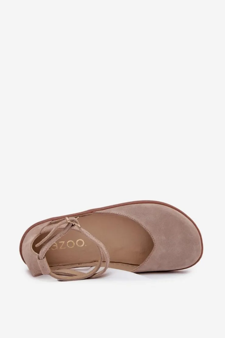 Damskie Zazoo Zamszowe Baleriny Damskie Barefoot Z Paskami 191 Szare
