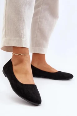 Damskie Evento Zamszowe Baleriny Damskie Czarne Kommia