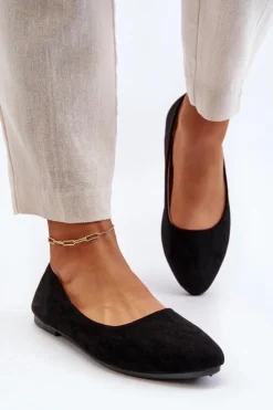 Damskie Evento Zamszowe Baleriny Damskie Czarne Kommia