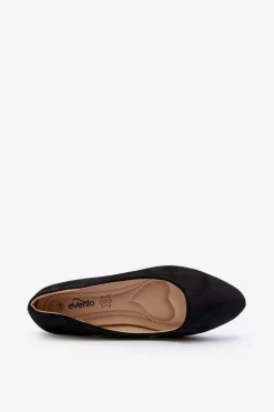 Damskie Evento Zamszowe Baleriny Damskie Czarne Kommia