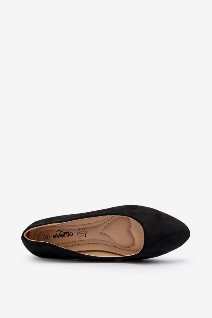 Damskie Evento Zamszowe Baleriny Damskie Czarne Kommia