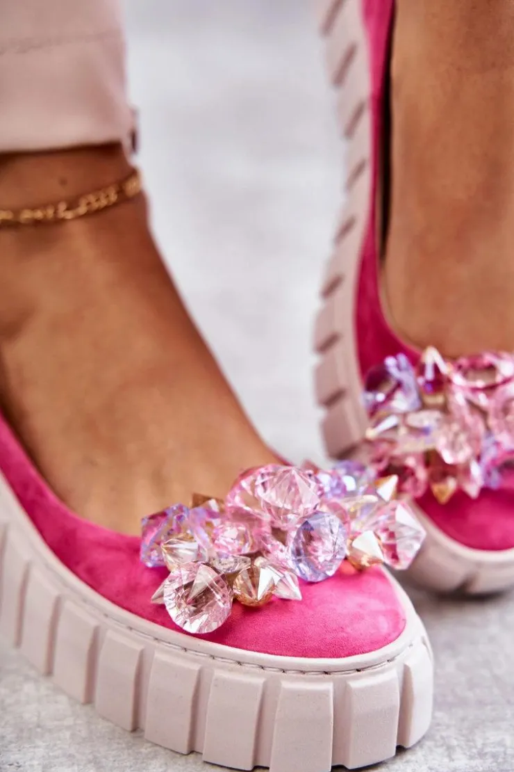 Boto Baleriny Skórzane|Baleriny Klasyczne*Zamszowe Baleriny Na Platformie Z Ozdobą Fuksja Ladette