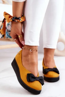 Online Maciejka Zamszowe Baleriny Na Platformie 05062-07 Żółte