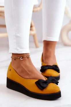 Online Maciejka Zamszowe Baleriny Na Platformie 05062-07 Żółte