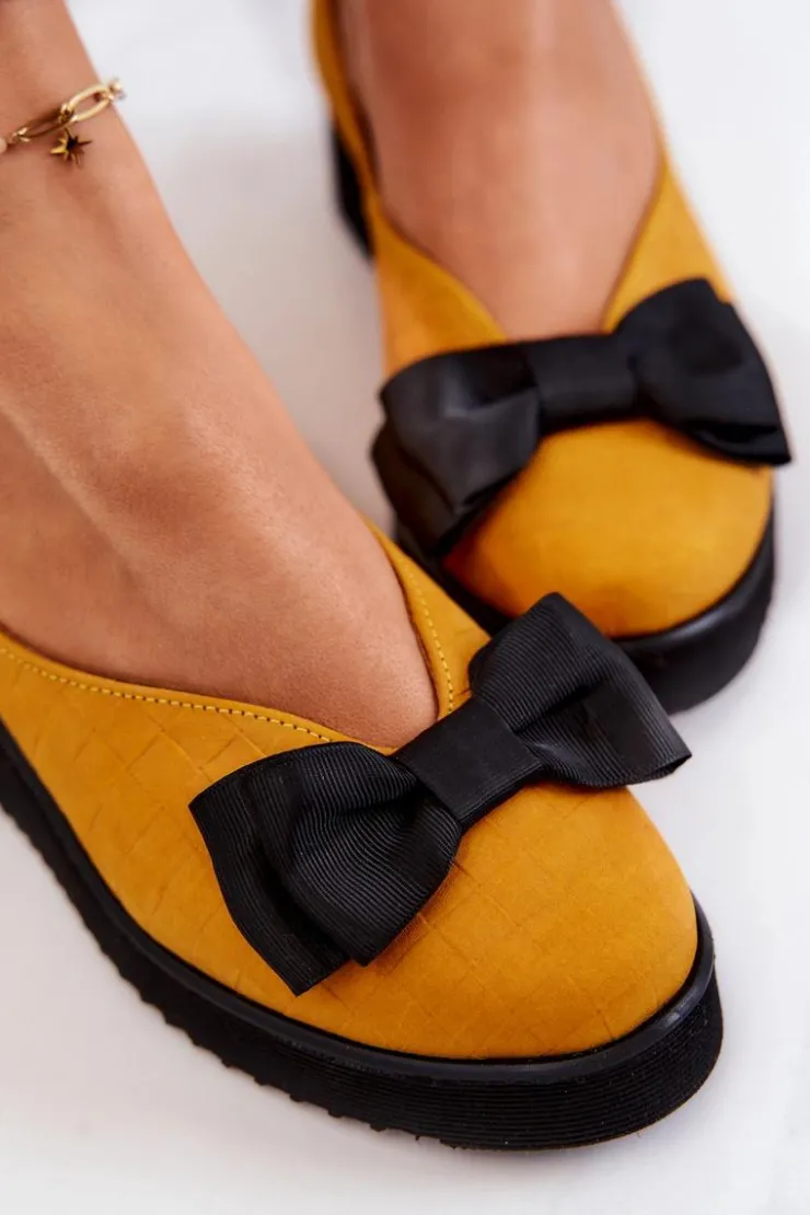 Online Maciejka Zamszowe Baleriny Na Platformie 05062-07 Żółte