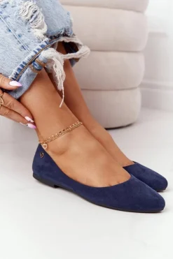 Damskie Buty Sergio Leone Zamszowe Baleriny Sergio Leone BL622 Granatowe