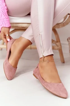 Buty Sergio Leone Baleriny Klasyczne*Zamszowe Baleriny Sergio Leone BL622 Różowe