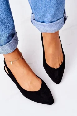 Damskie Boto Zamszowe Baleriny W Szpic Czarne Daisy