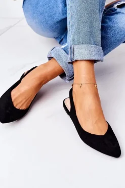 Damskie Boto Zamszowe Baleriny W Szpic Czarne Daisy
