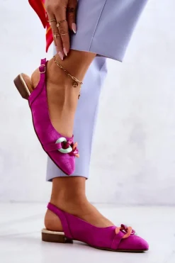 Discount Boto Zamszowe Baleriny Z Łańcuchem Lewski Shoes 3125 Fuksja