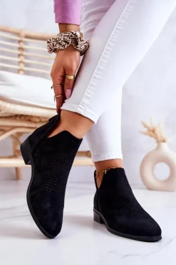 Damskie Buty damskie Vinceza Zamszowe Botki Ażurowe Czarne Shirley