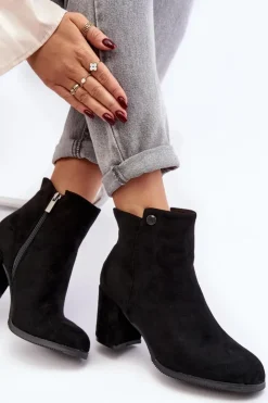 Evento Botki Wiosenne|Czarne Botki*Zamszowe Botki Damskie Na Słupku Czarne Selela