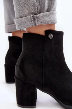 Evento Botki Wiosenne|Czarne Botki*Zamszowe Botki Damskie Na Słupku Czarne Selela