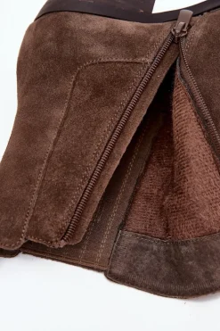 Damskie Boto Zamszowe Botki Damskie Na Słupku Ocieplane Khaki Arelia