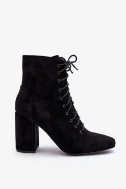 Best Boto Zamszowe Botki Damskie Na Słupku Czarne Saolio