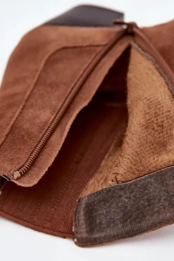 Best Boto Zamszowe Botki Damskie Na Słupku Ocieplane Camel Arelia