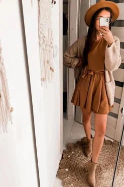 Clearance Boto Zamszowe Botki Kowbojki Ażurowe Ciemnobeżowe Helloni