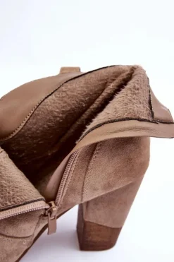 Discount Boto Zamszowe Botki Kowbojki Na Słupku Beżowe Tanner Beżowy