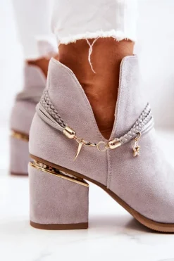 Best Boto Zamszowe Botki Kowbojki Z Paskami Szare Inessa