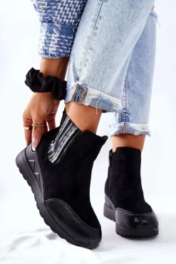 Evento Botki Na Koturnie|Czarne Botki*Zamszowe Botki Na Koturnie Czarne Manakel