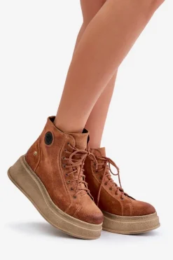 Online Maciejka Zamszowe Botki Na Masywnej Platformie 06309-29 Brązowe Brązowy