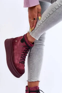 Best Maciejka Zamszowe Botki Na Masywnej Platformie 06309-23 Bordowe