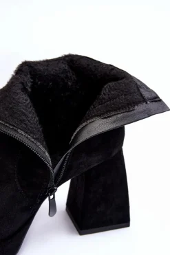 Best Boto Zamszowe Botki Na Masywnym Obcasie Czarne Abnous