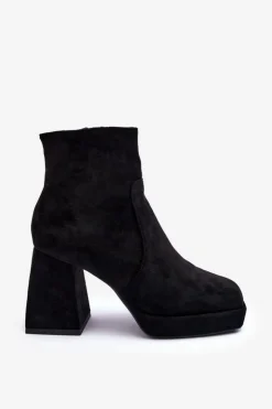Best Boto Zamszowe Botki Na Masywnym Obcasie Czarne Abnous