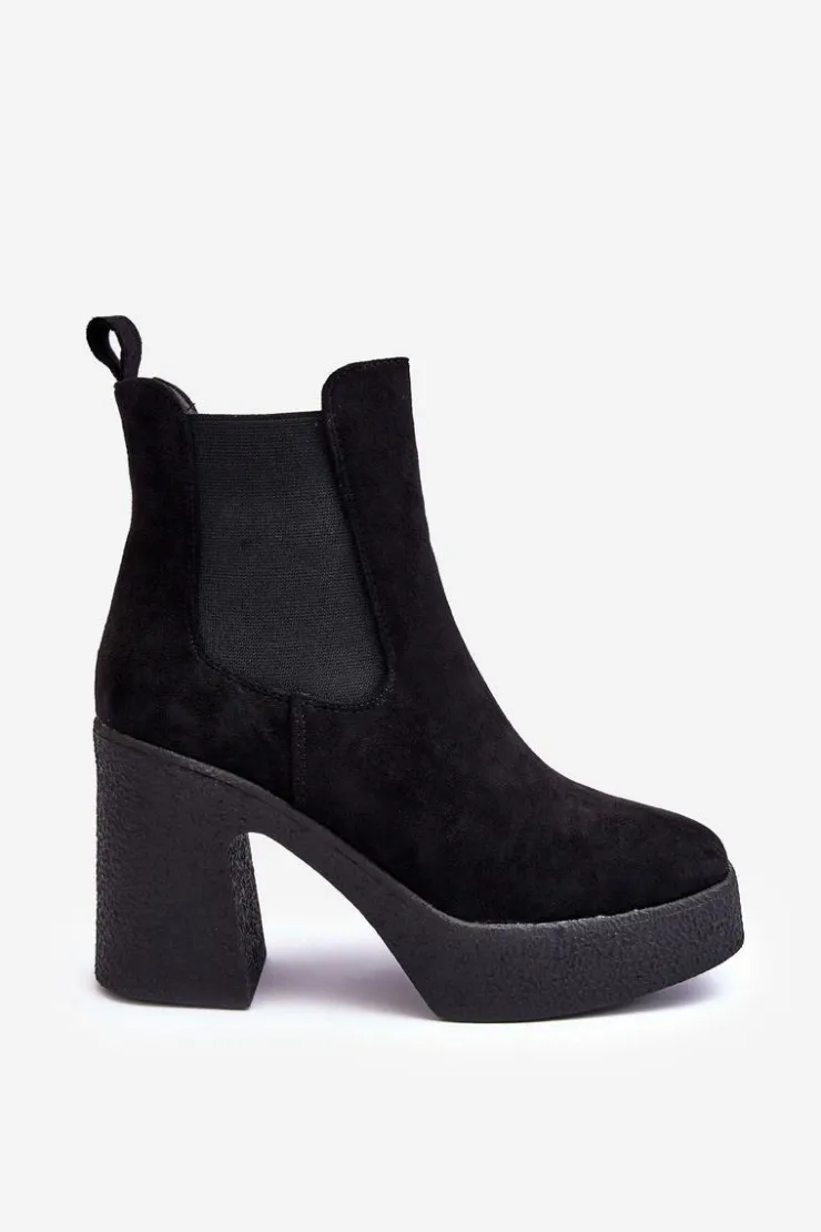 Boto Botki Na Słupku|Brązowe I Beżowe Botki*Zamszowe Botki Na Masywnym Słupku Czarne Sunilda