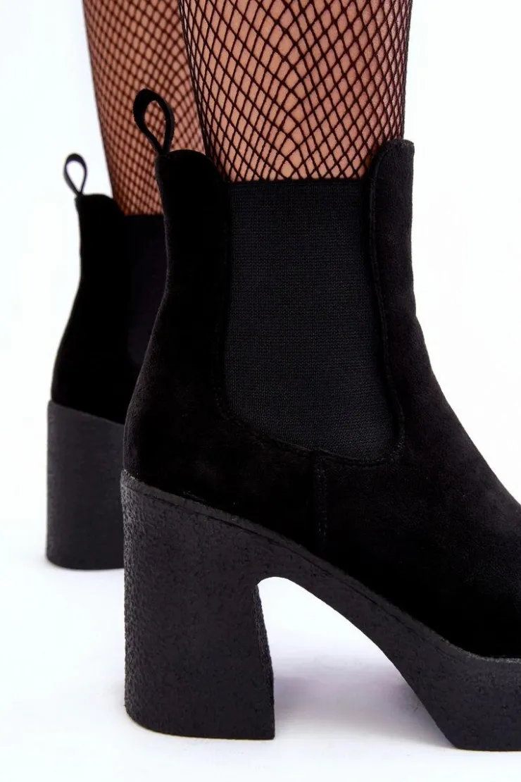 Boto Botki Na Słupku|Brązowe I Beżowe Botki*Zamszowe Botki Na Masywnym Słupku Czarne Sunilda