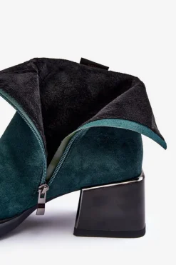 Online Damskie buty S.Barski Zamszowe Botki Na Masywnym Klocku S.Barski MR870-70 Zielone