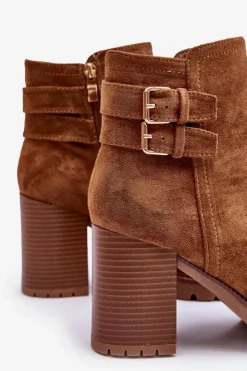 Discount Boto Zamszowe Botki Na Obcasie Brązowe Makeline Brązowy