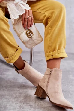 Sale Boto Zamszowe Botki Na Słupku Beżowe Vannes