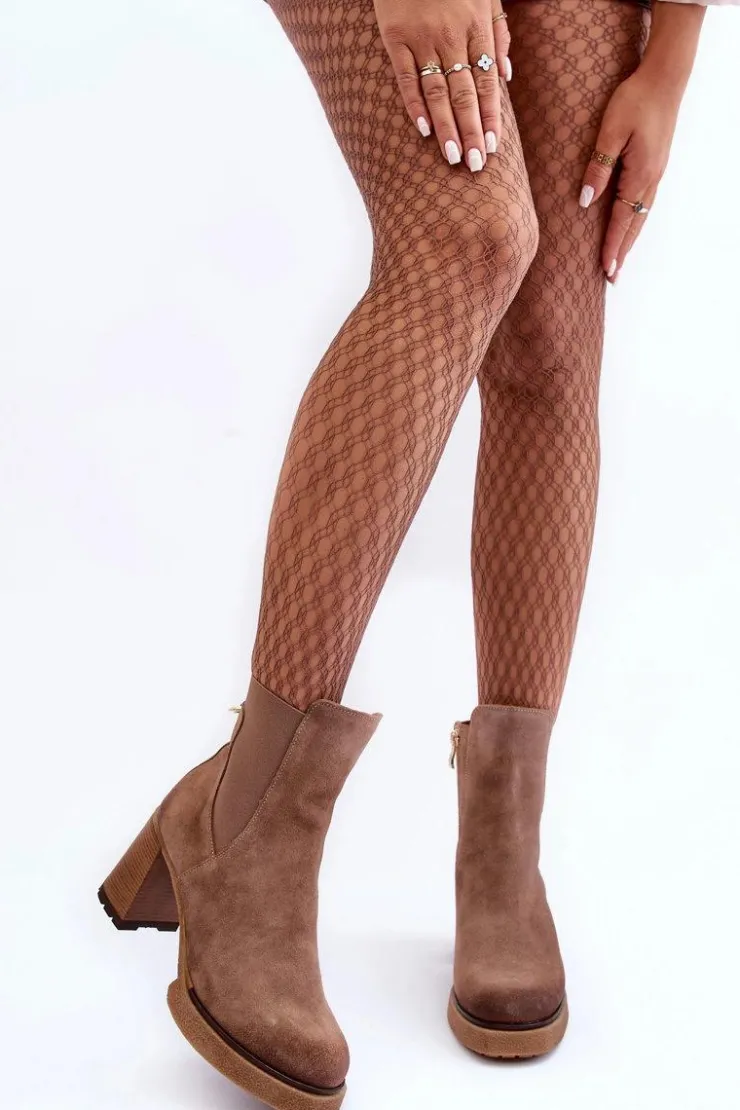 Discount Boto Zamszowe Botki Na Słupku Brązowe Lemar Liresa Brązowy