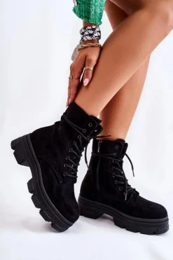Boto Botki Sznurowane|Czarne Botki*Zamszowe Botki Na Suwak Czarne Marley