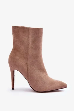 Boto Brązowe I Beżowe Botki|Botki Na Obcasie*Zamszowe Botki Na Szpilce Beżowe Eberpia