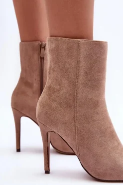 Boto Brązowe I Beżowe Botki|Botki Na Obcasie*Zamszowe Botki Na Szpilce Beżowe Eberpia