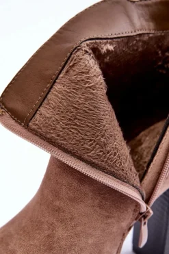 Online Boto Zamszowe Botki Na Wysokim Słupku Beżowe Liani