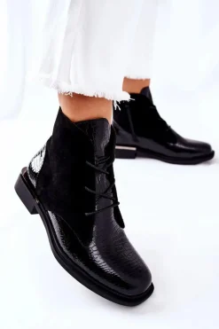 Damskie Buty Sergio Leone Zamszowe Botki Ocieplane Sergio Leone BT401 Czarne