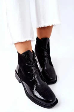 Damskie Buty Sergio Leone Zamszowe Botki Ocieplane Sergio Leone BT401 Czarne